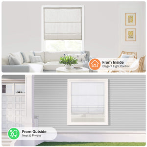 Beige Roman shade: front and back construction