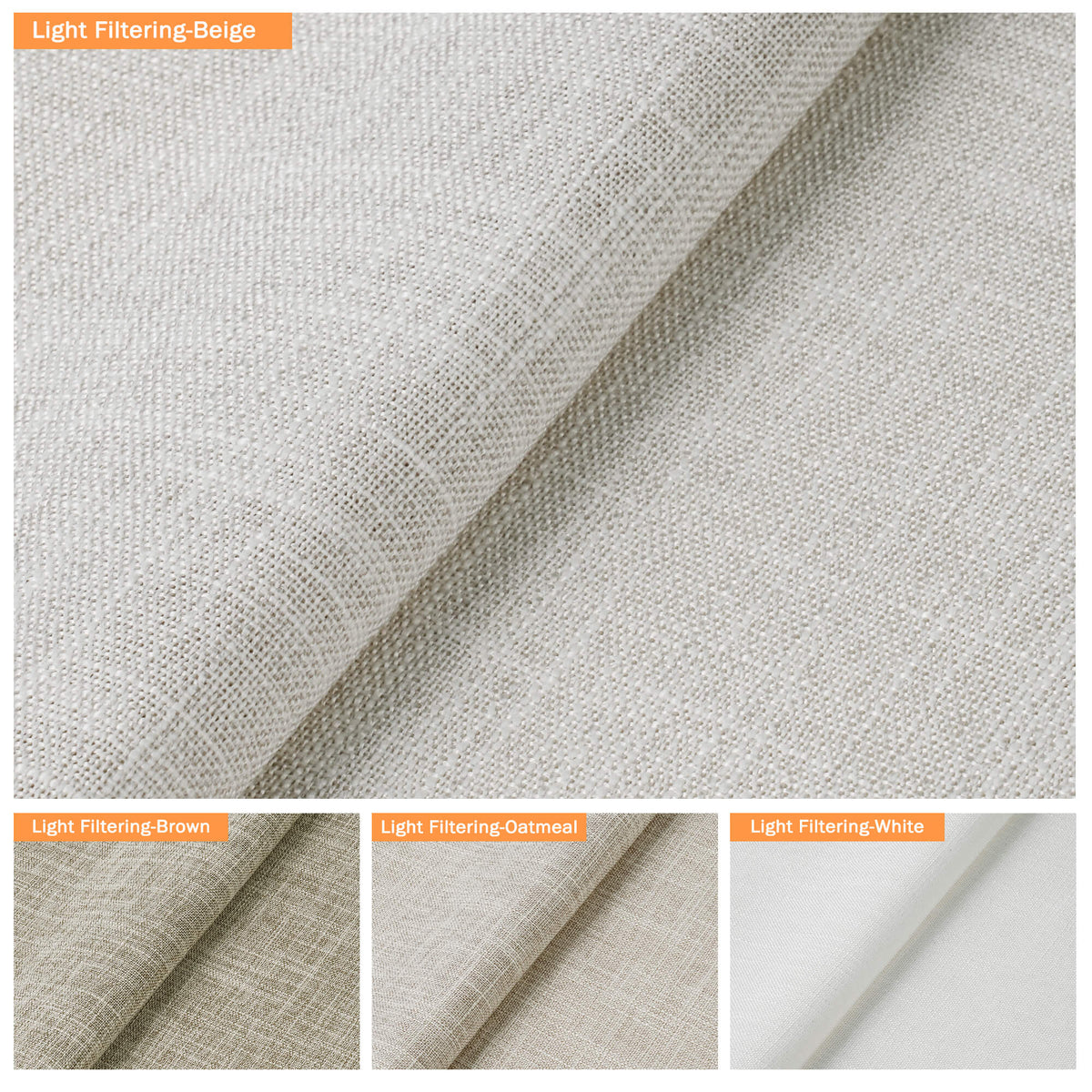 Beige Roman shade: fabric texture close-up