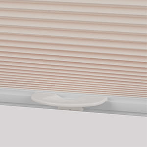 Cellular shade bottom rail handle close-up