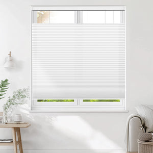 White top-down bottom-up cellular honeycomb shade: on a window