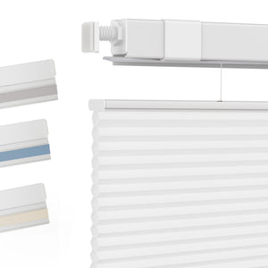 White top-down bottom-up no-drill cellular honeycomb shade: fabric texture and color samples