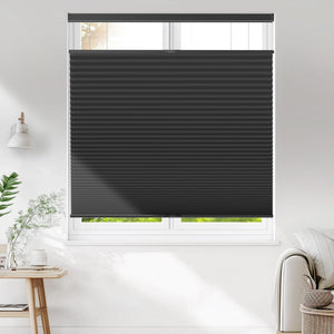 Black top-down bottom-up cellular honeycomb shade: on a window