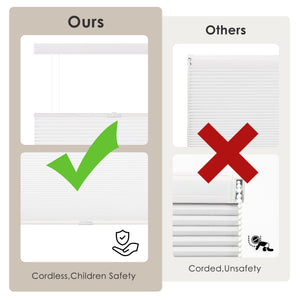 White top-down bottom-up cellular honeycomb shade: cordless and corded design comparison