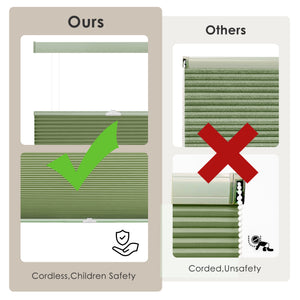 Green top-down bottom-up cellular honeycomb shade: cordless and corded design comparison