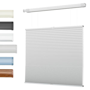 Gray top-down bottom-up no-drill cellular honeycomb shade: front product view