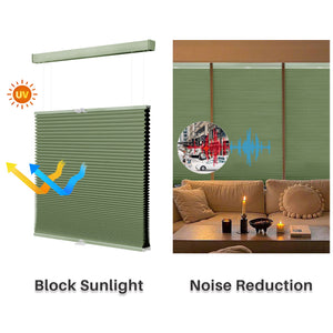 Green top-down bottom-up cellular honeycomb shade: comparison of light passing through the fabric