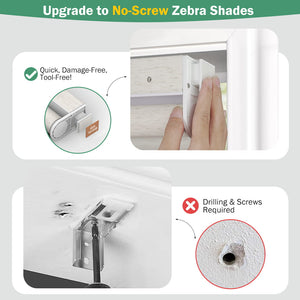 Gray no-drill zebra blind: no-drill mounting hardware comparison