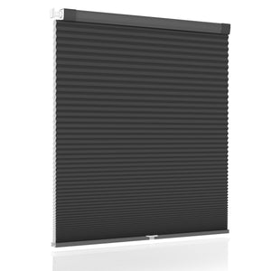Black no-drill cellular honeycomb shade: front product view