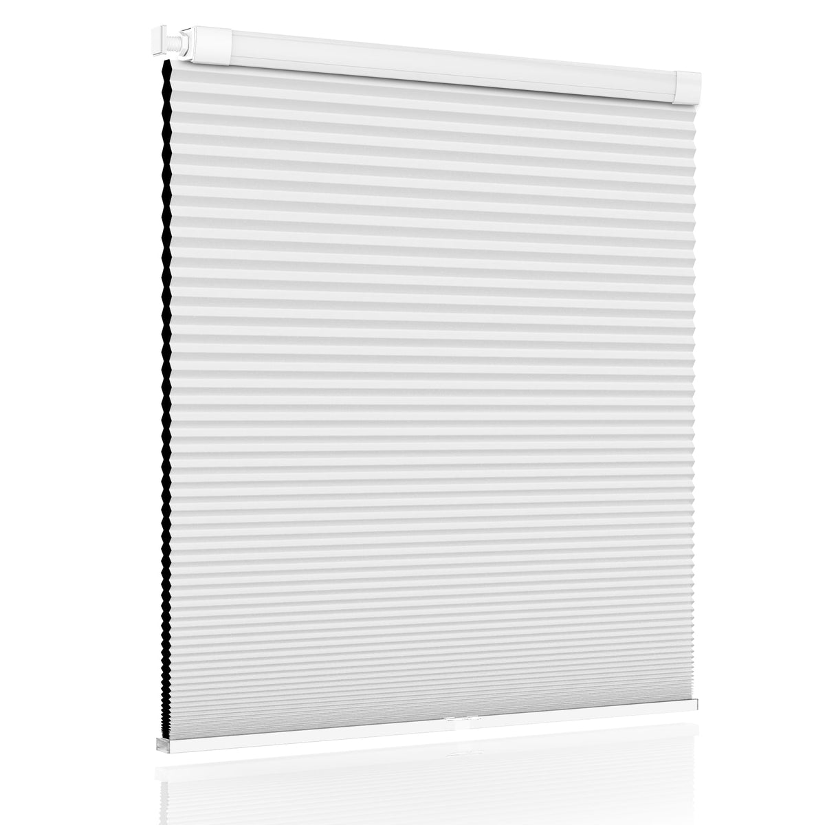 White no-drill cellular honeycomb shade: front product view
