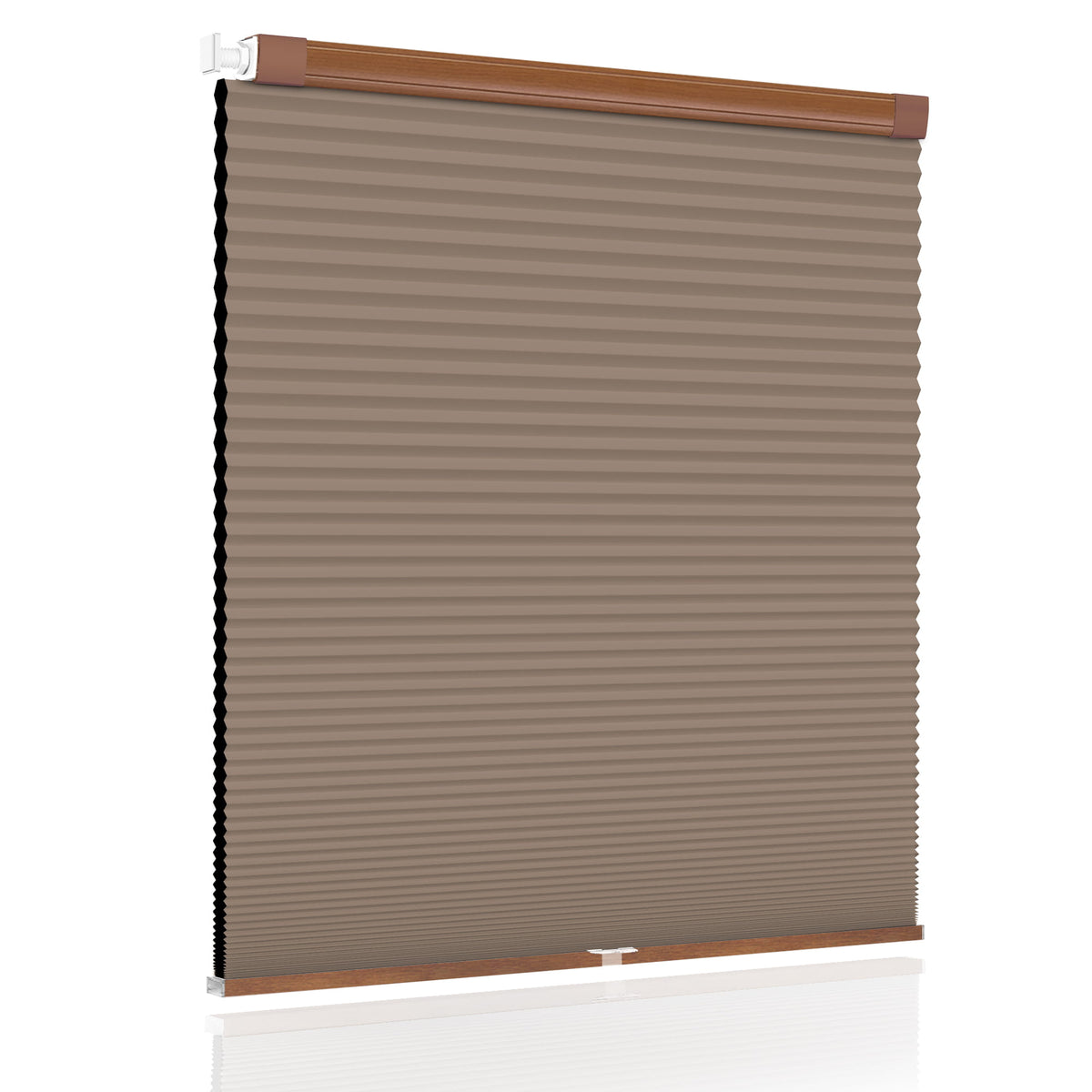 Brown no-drill cellular honeycomb shade: front product view