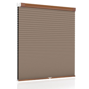 Brown no-drill cellular honeycomb shade: front product view