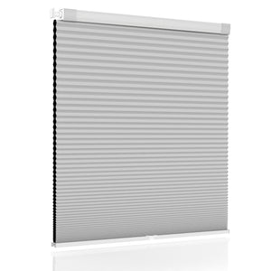 Light gray no-drill cellular honeycomb shade: front product view