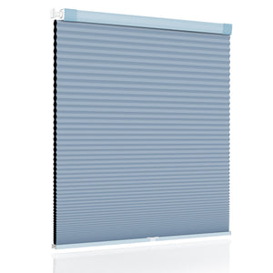 Blue no-drill cellular honeycomb shade: front product view