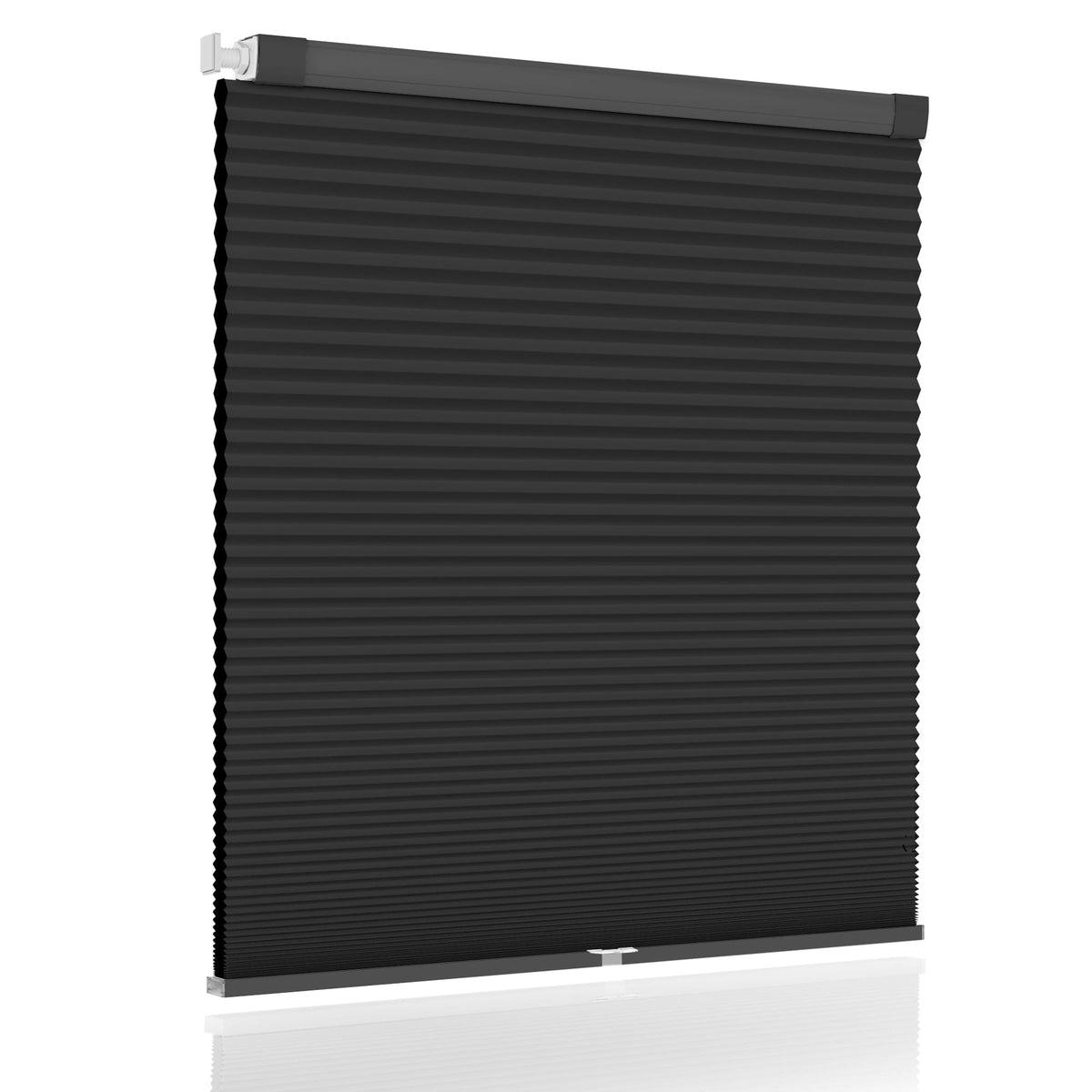 Black no-drill cellular honeycomb shade: front product view