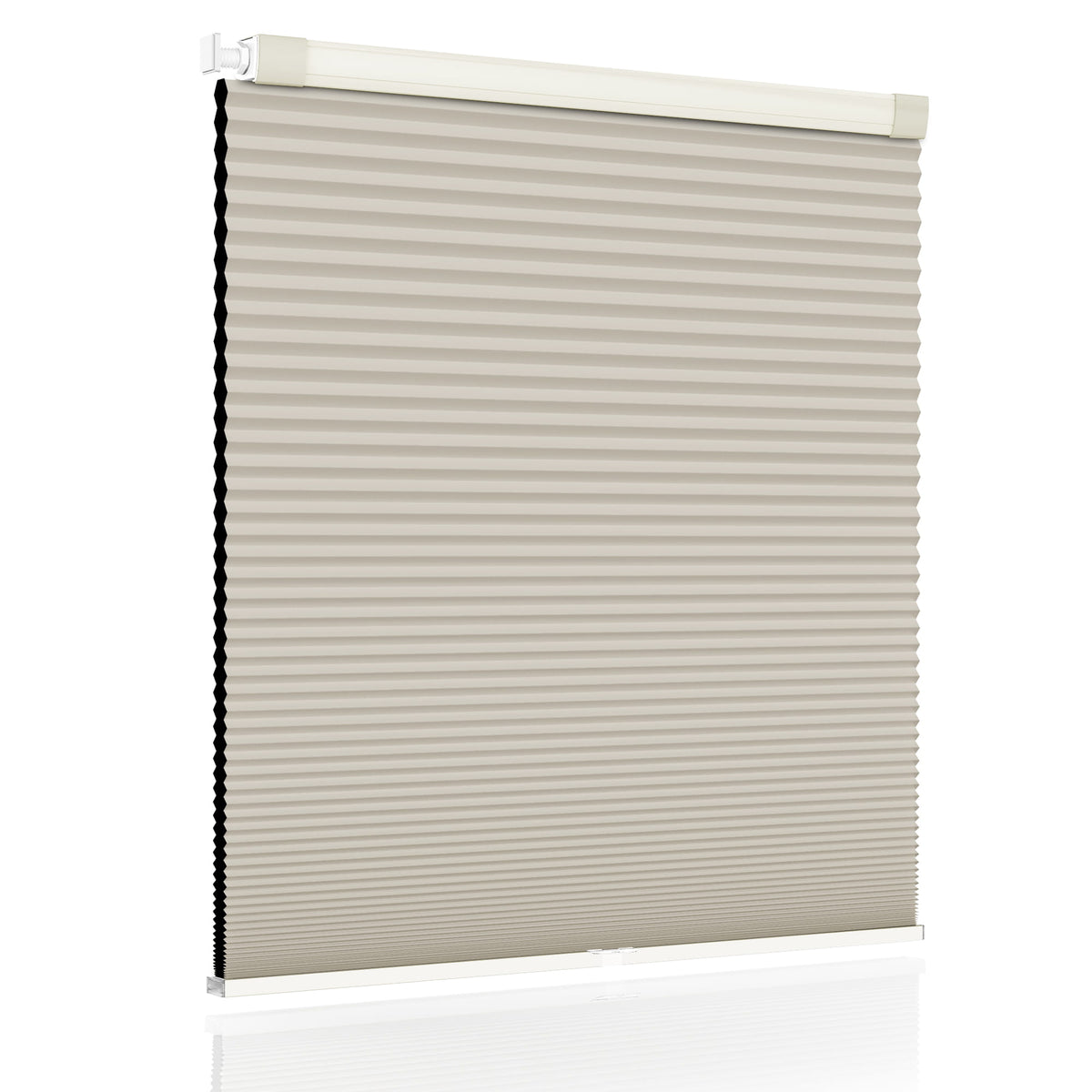 Beige no-drill cellular honeycomb shade: front product view