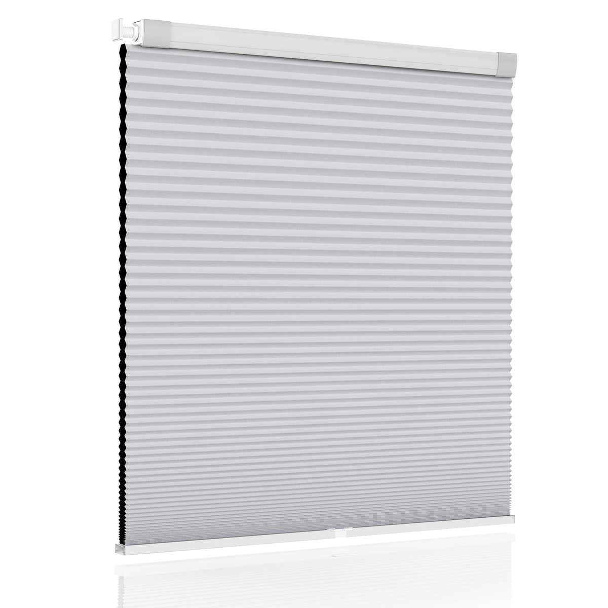 Gray no-drill cellular honeycomb shade: front product view