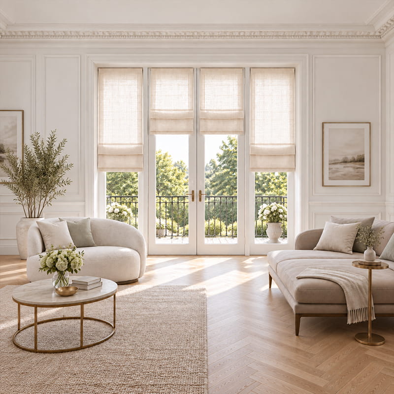 Roman shades for French doors 