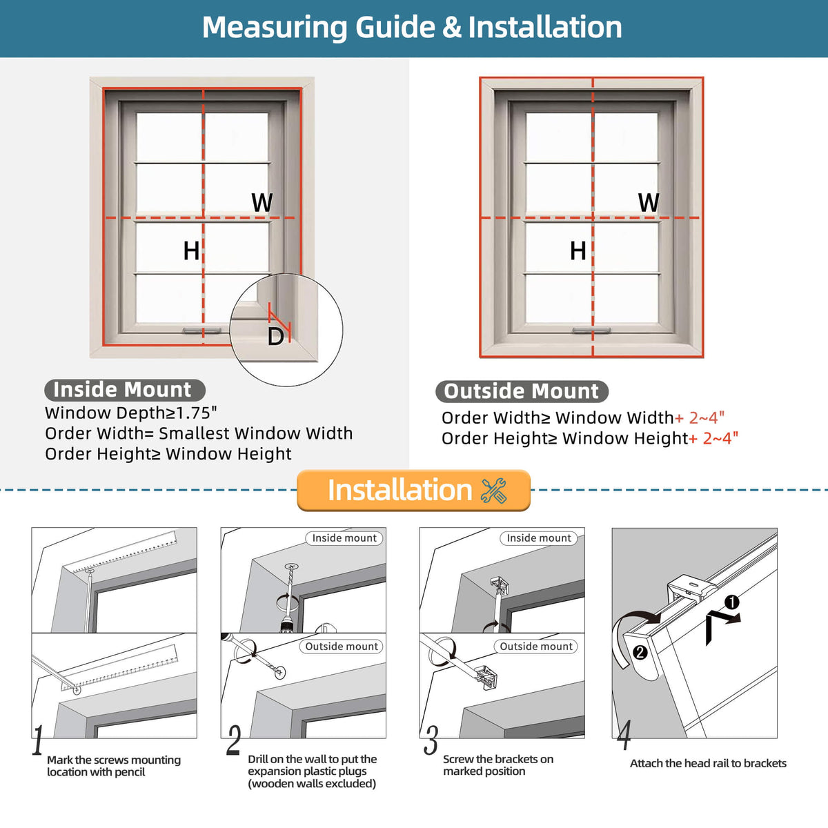 Measuring and installation guide for Roman shades