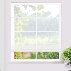 White Roman shade: on a window