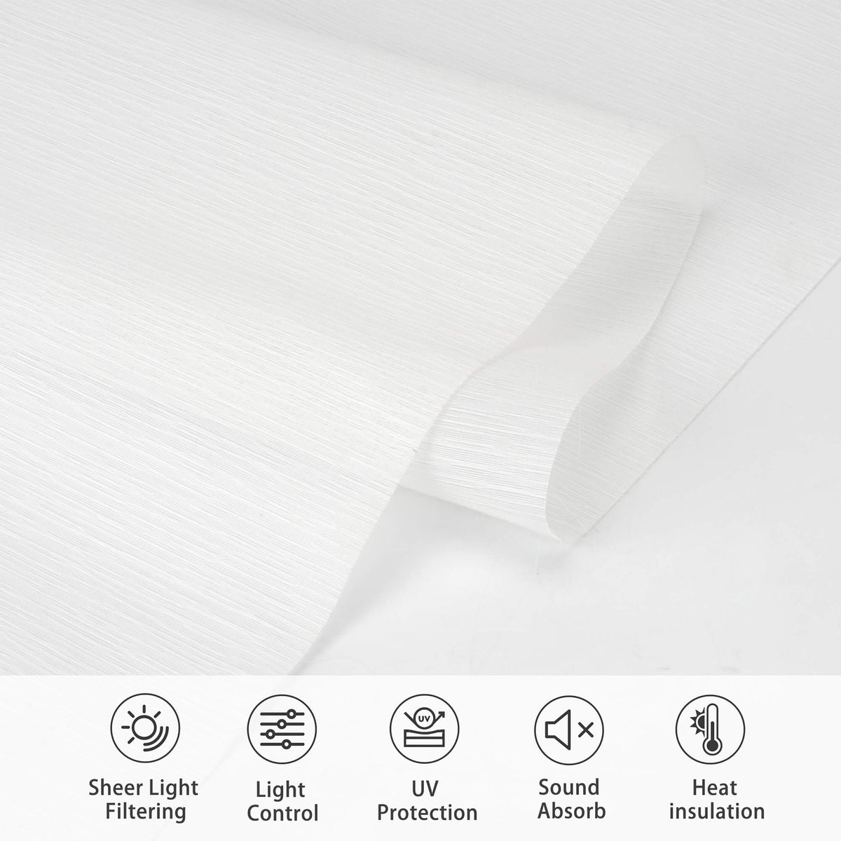 White Roman shade: fabric texture close-up