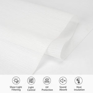 White Roman shade: fabric texture close-up