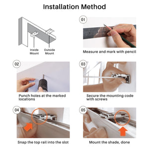 Mounting hardware and installation instructions for top-down bottom-up cellular honeycomb shades