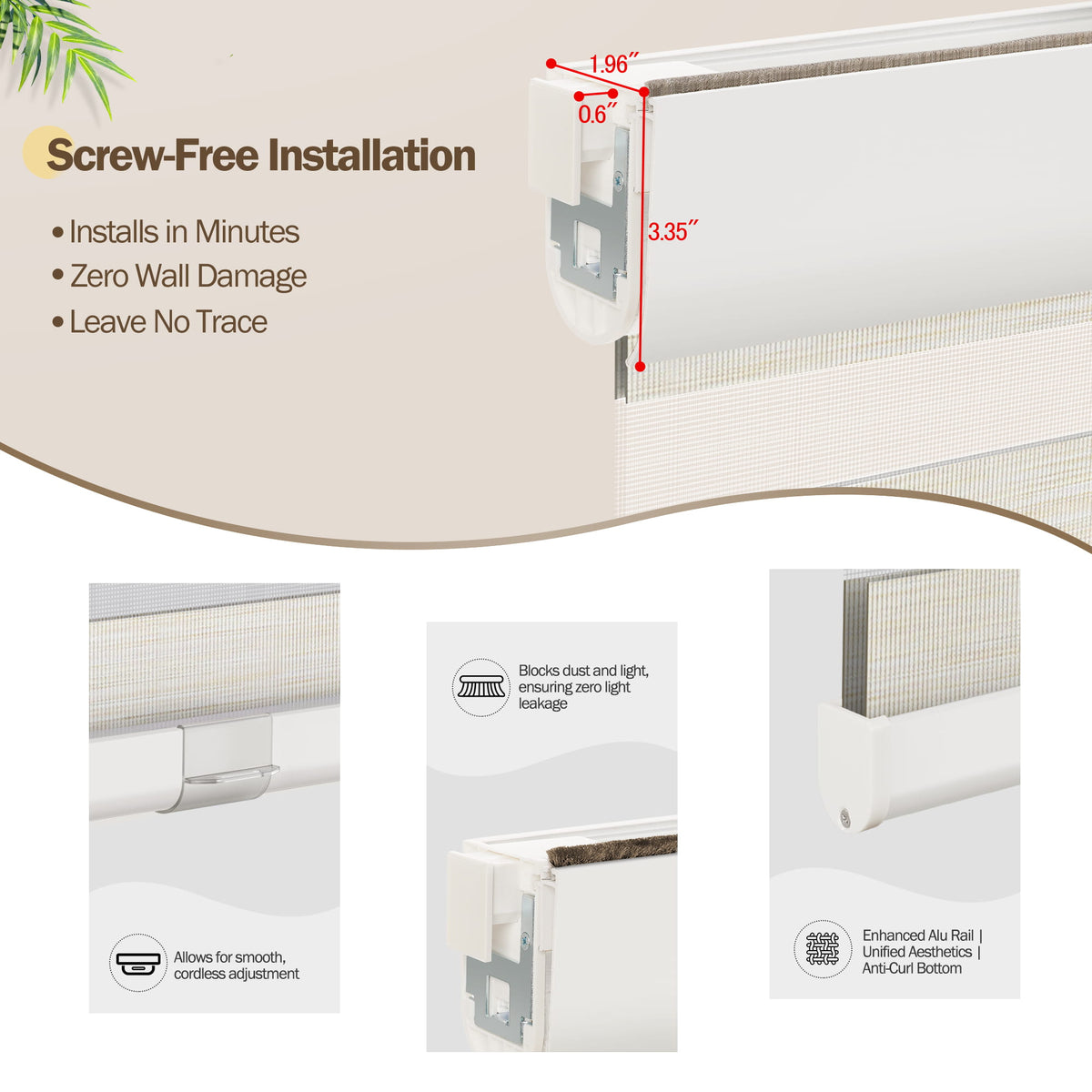 White no-drill zebra blind: no-drill mounting hardware comparison
