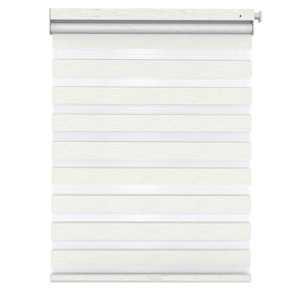 White no-drill zebra blind: front product view