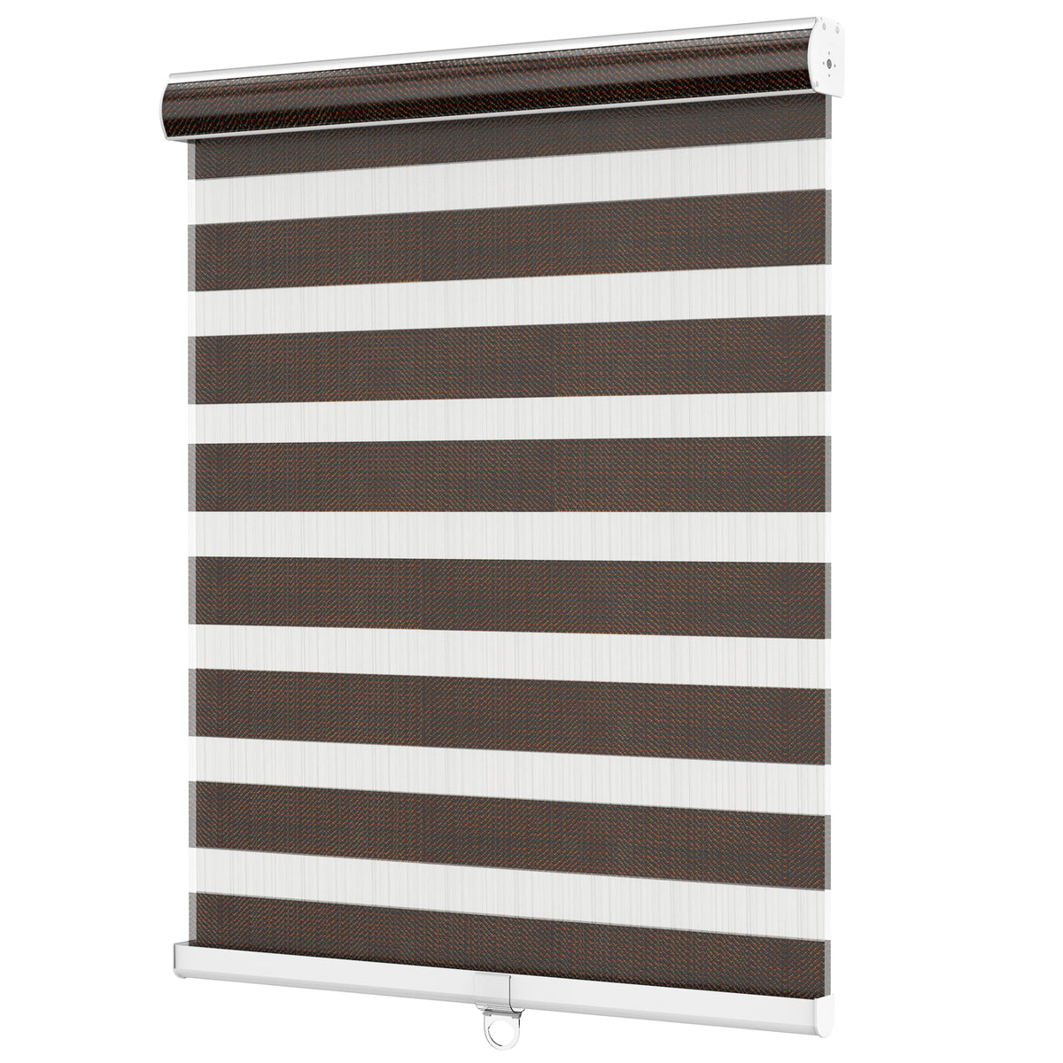 Dark brown zebra blind: angled product view