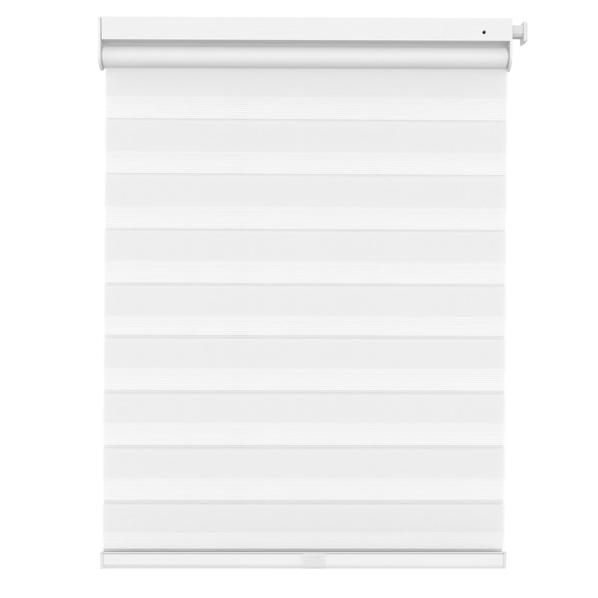 White no-drill zebra blind: front product view