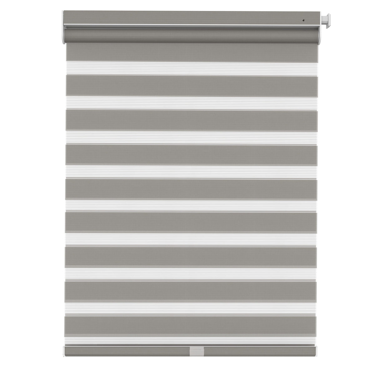 Gray no-drill zebra blind: front product view