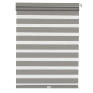 Gray no-drill zebra blind: front product view