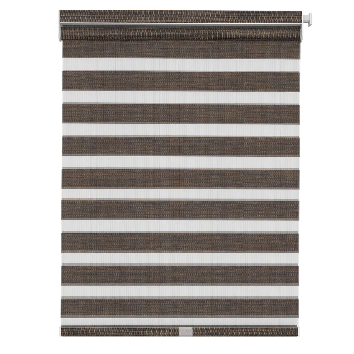 Dark brown no-drill zebra blind: front product view
