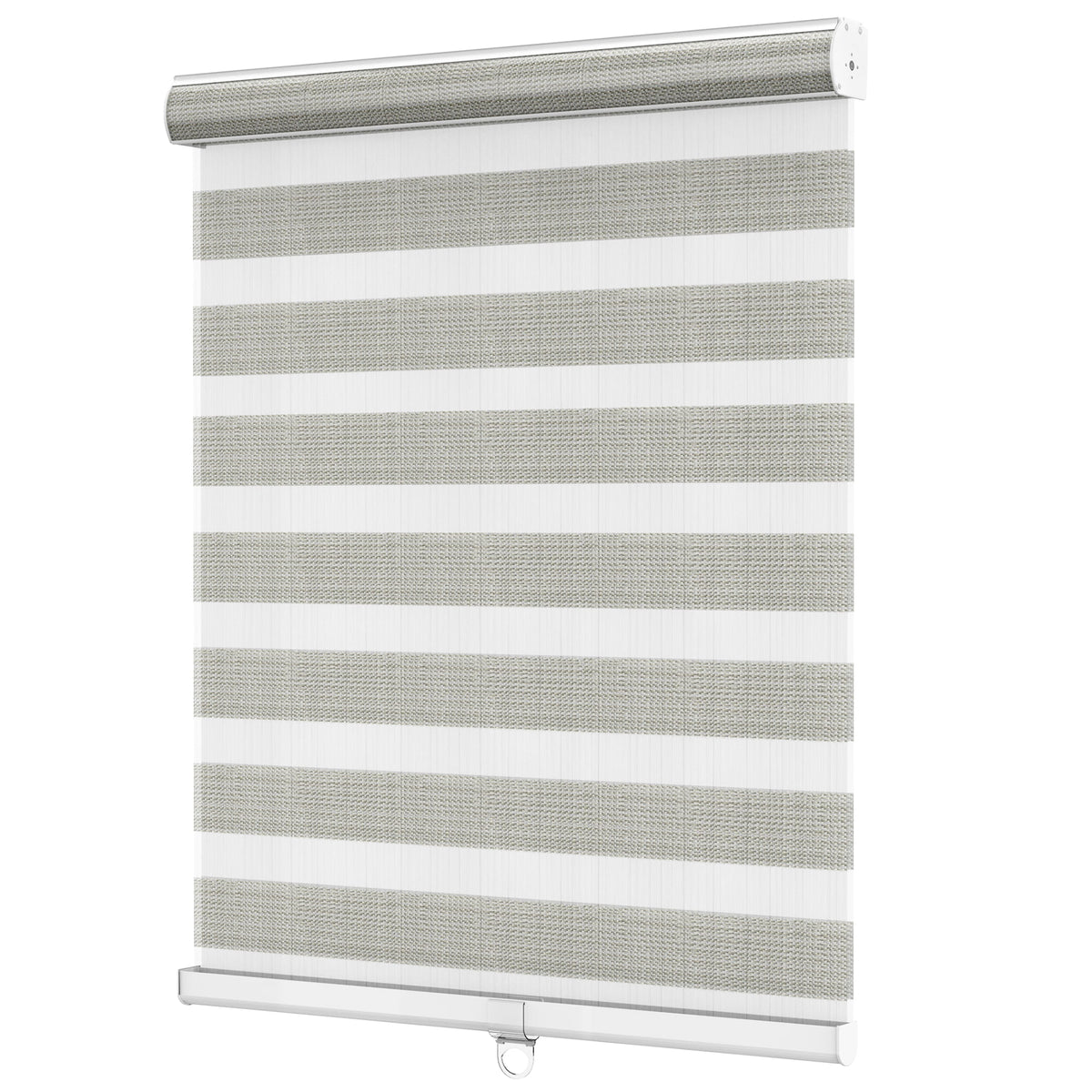Light gray zebra blind: angled product view