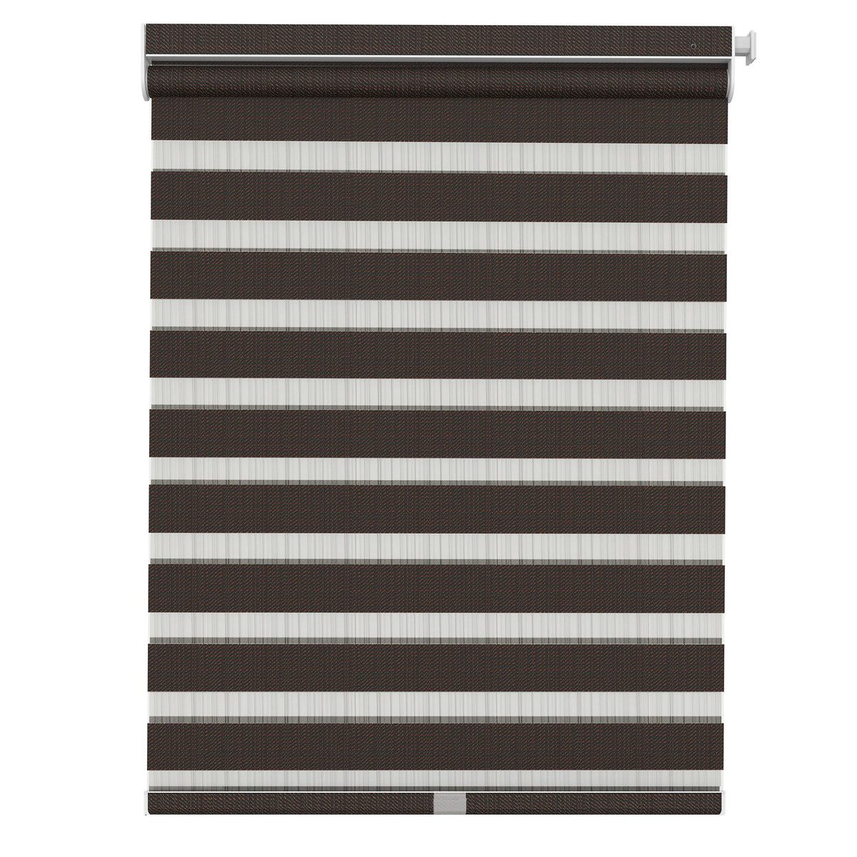 Dark brown no-drill zebra blind: front product view