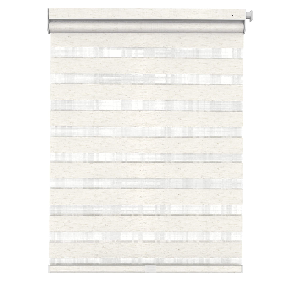 Ivory no-drill zebra blind: front product view