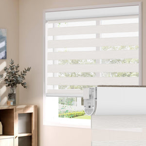 Ivory no-drill zebra blind: on a window