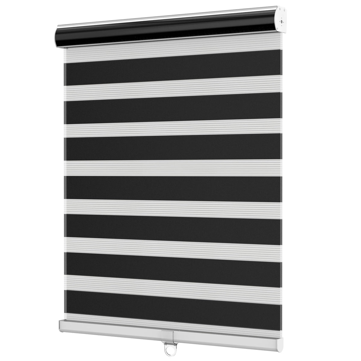 Black zebra blind: angled product view