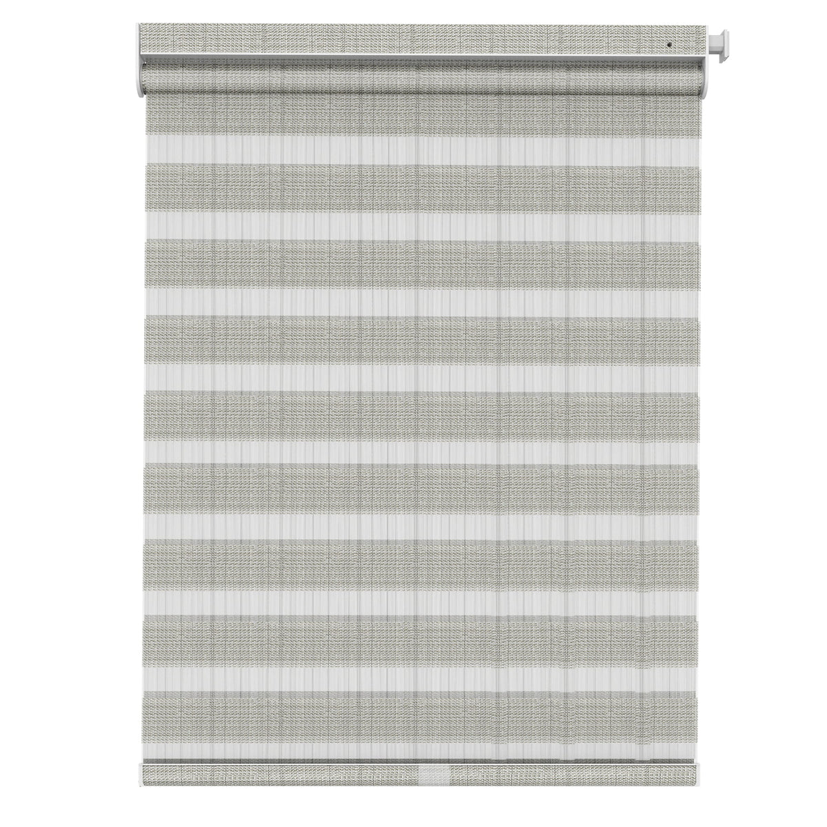 Gray no-drill zebra blind: front product view