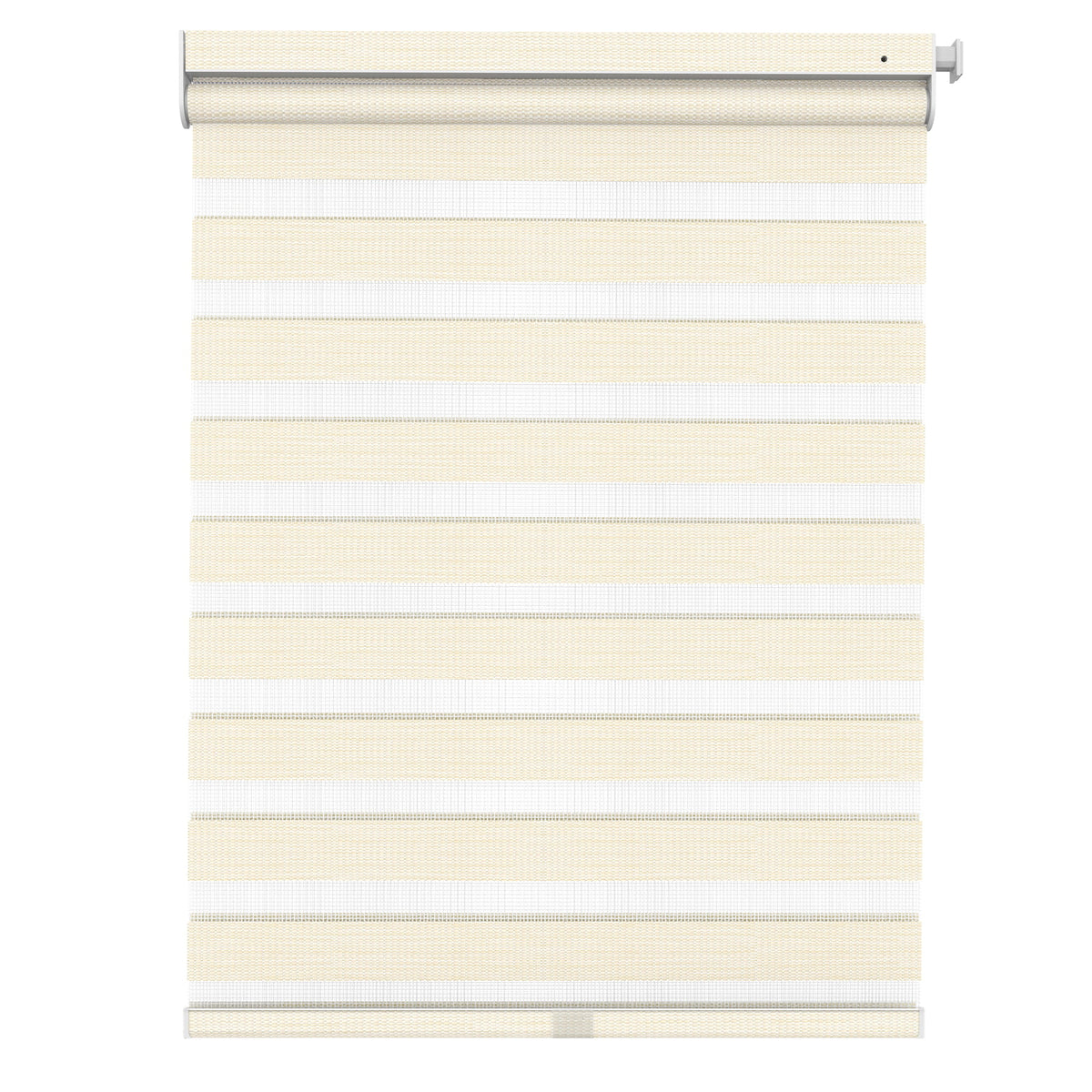Beige no-drill zebra blind: front product view