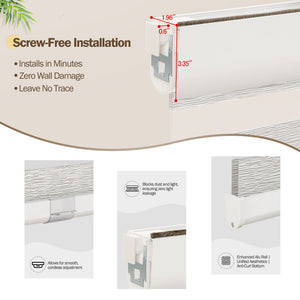 Light gray no-drill zebra blind: no-drill mounting hardware comparison