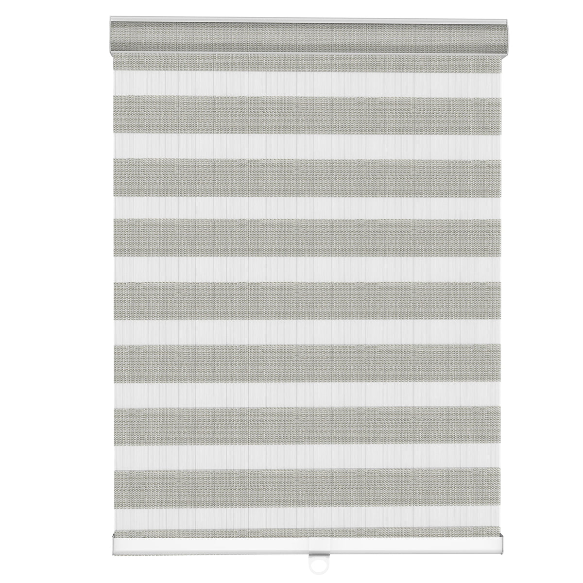 Light gray zebra blind: front product view
